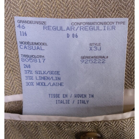 SAMUELSOHN Sport Coat Jacket Blazer 3-Button Sz 46R Silk/Linen/Wool Herringbone - Picture 12 of 14